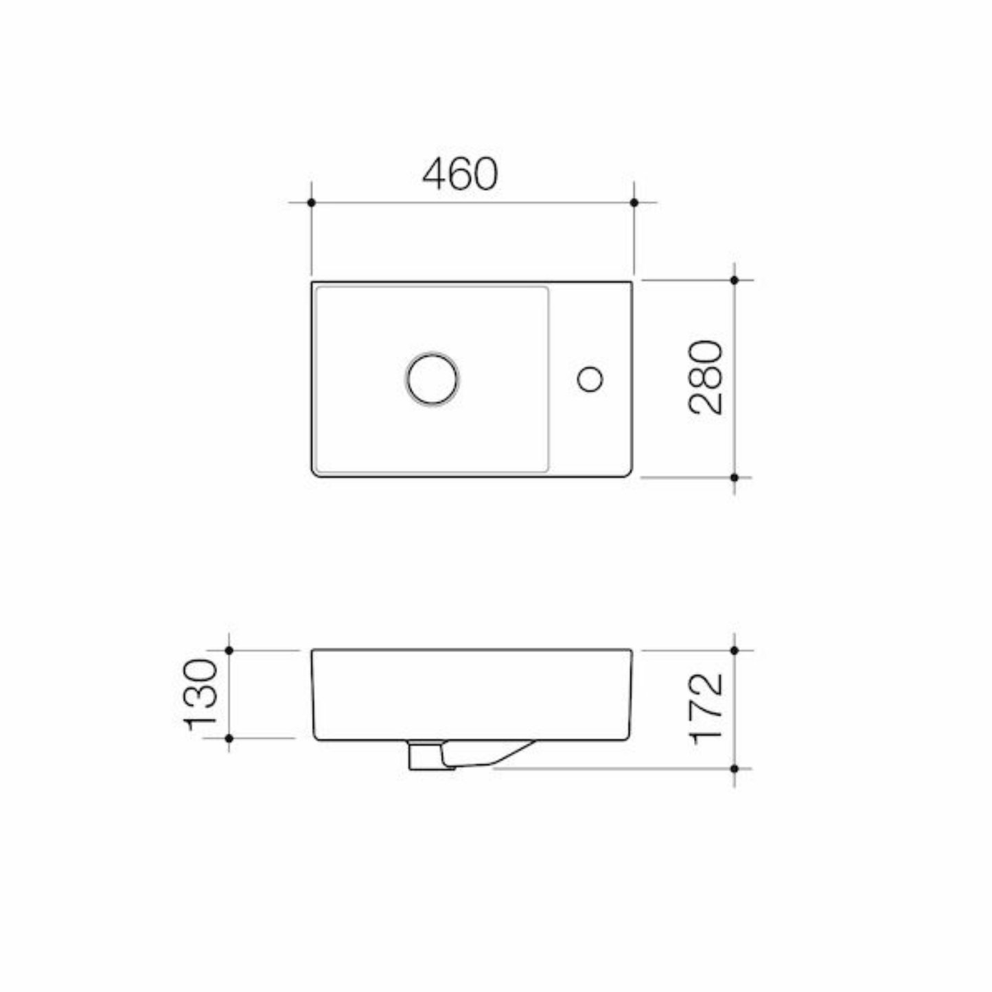 Caroma Urbane II Hand Wall Basin | 460 x 280mm