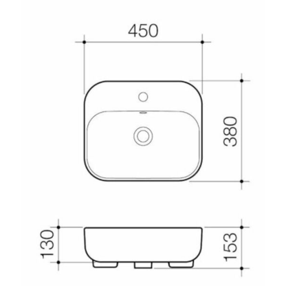 Caroma Luna Semi Recessed Basin | 450 x 380mm