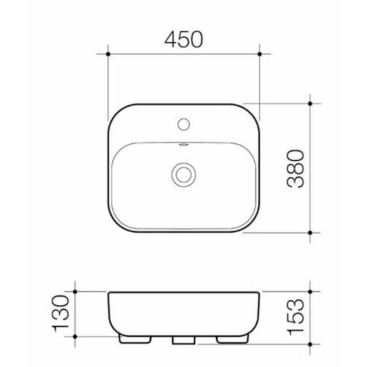 Caroma Luna Semi Recessed Basin | 450 x 380mm