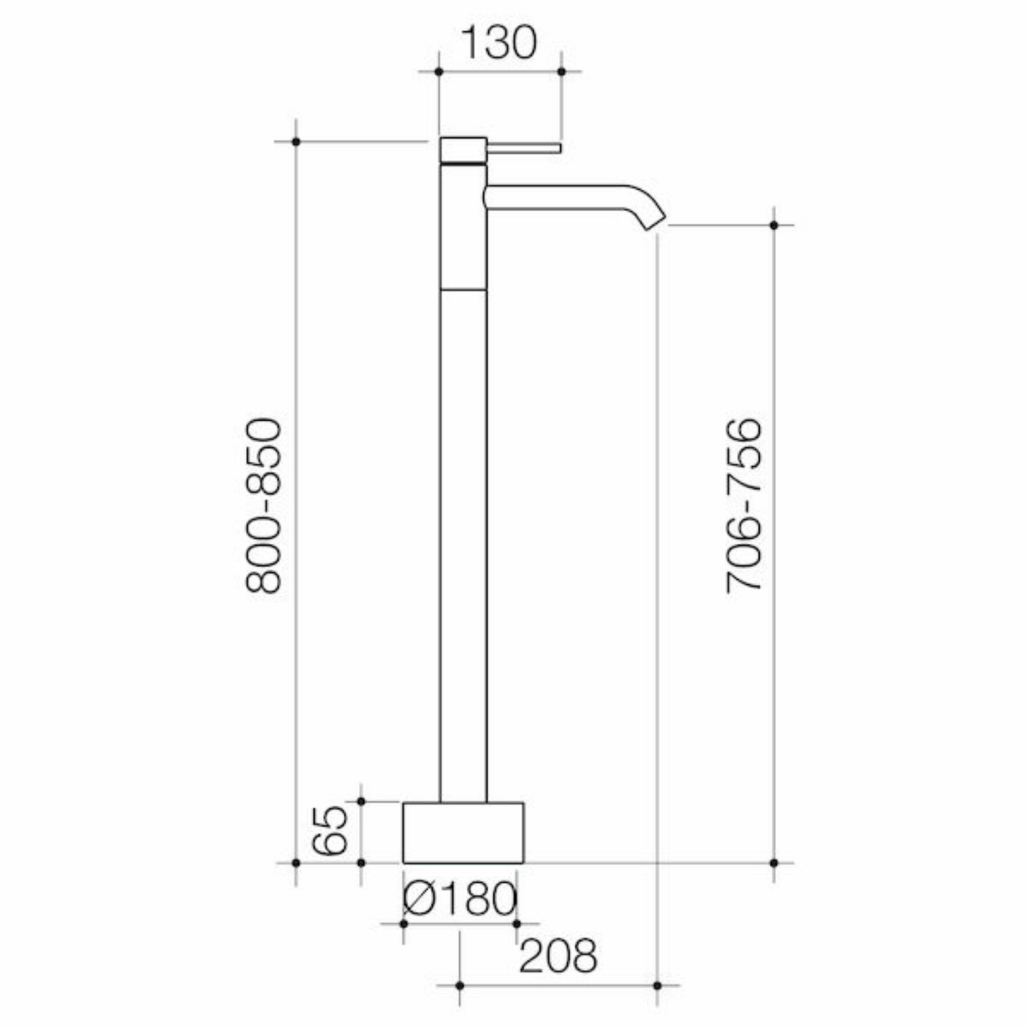 Caroma Liano II Freestanding Bath Filler | Available in 5 Colours