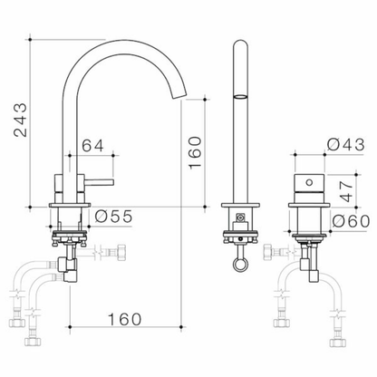 Caroma Liano II Hob Basin Mixer Set 160mm | Available in 6 Colours