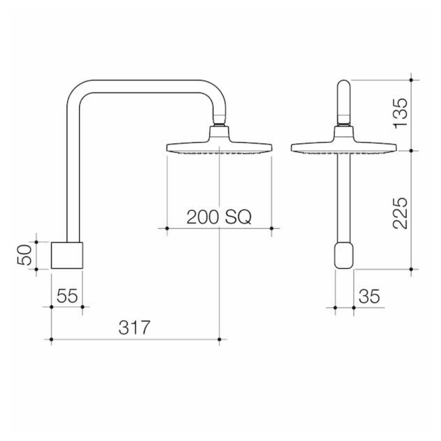 Caroma Luna Fixed Overhead Shower | Available in 4 Colours