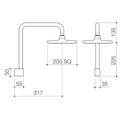 Caroma Luna Fixed Overhead Shower | Available in 4 Colours