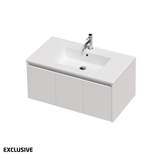 Bella 2 Door 1 Drawer Wall Hung Vanity 900mm - 17 Colour Options