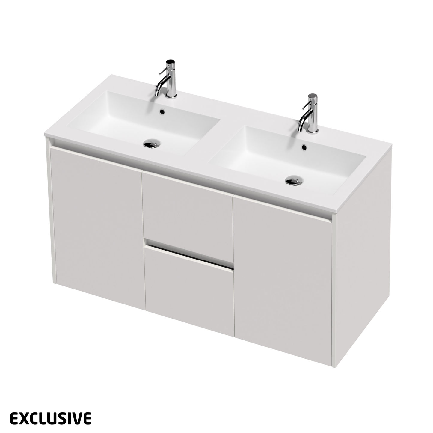 Bella 2 Door 2 Drawer Wall Hung Vanity Double Bowl | 1200mm - Available in 17 Colours