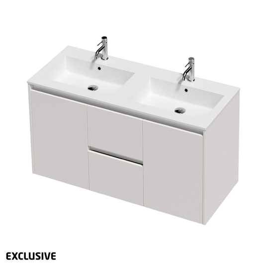 Bella 2 Door 2 Drawer Wall Hung Vanity Double Bowl - 2 Sizes / 17 Colour Options