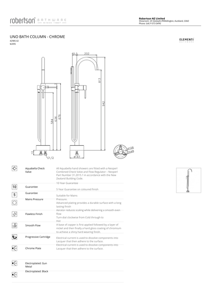 Elementi Uno Bath Column with Hand Shower | Available in 5 Colours