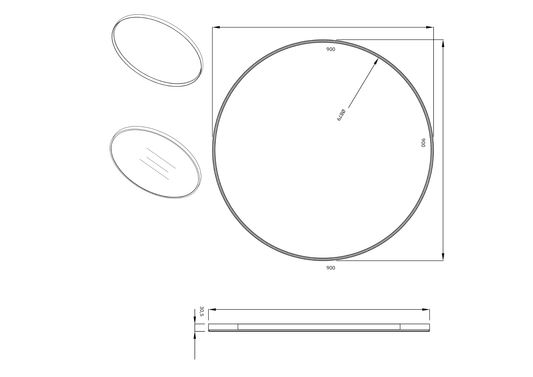Avant Round Black Framed Mirror 900mm