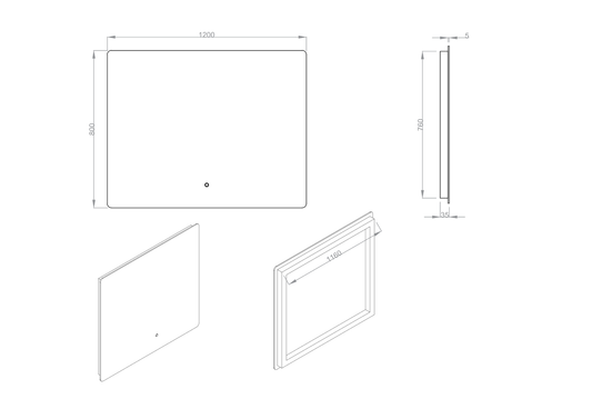 Avant Rectangle Backlit Mirror with Demister | 1200 x 800mm