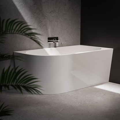 Plumbline Tondo Back To Wall Bath | Right Corner 1500mm