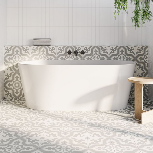 VCBC Peace Shaped Back To Wall Bath 1600mm | Available in 2 Colours