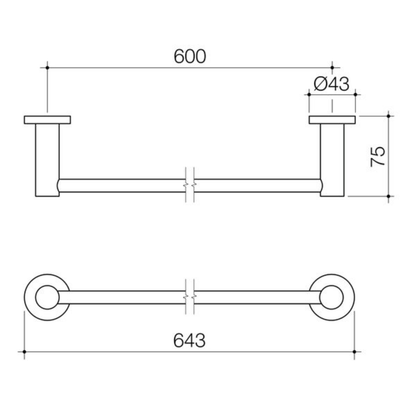 Caroma Liano II Single Towel Rail 640mm | Available in 6 Colours