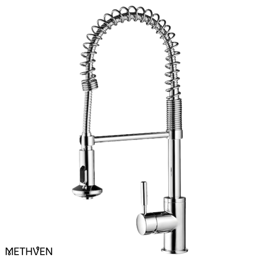 Methven Minimalist Spring Pull Down Sink Mixer with Twin Action Spray - Chrome