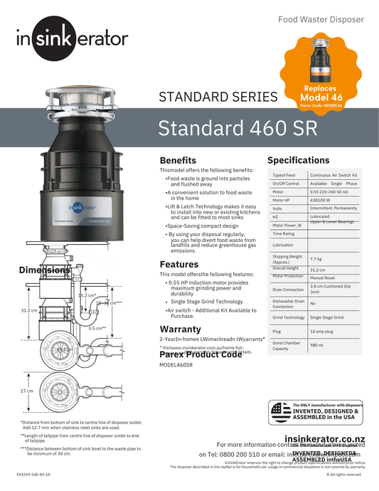 Standard 460 SR Food Waste Disposer