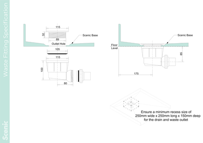 Scenic 3-Sided Hinged Shower 1200mm x 900mm - 2 Wall / 2 Colour Options