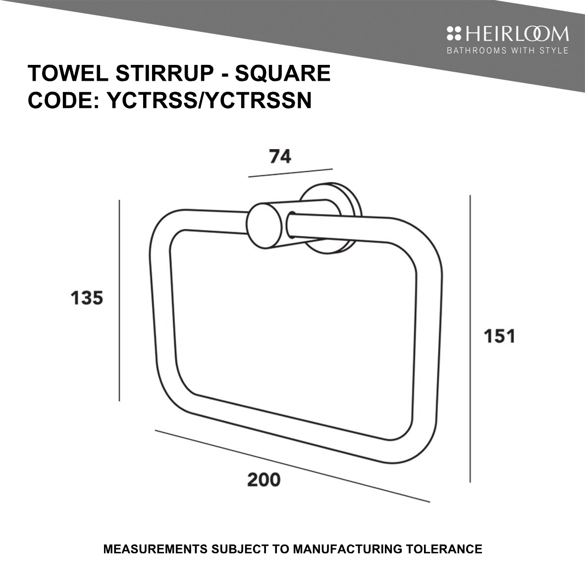 Heirloom Centro Square Towel Stirrup | Available in 2 Colours