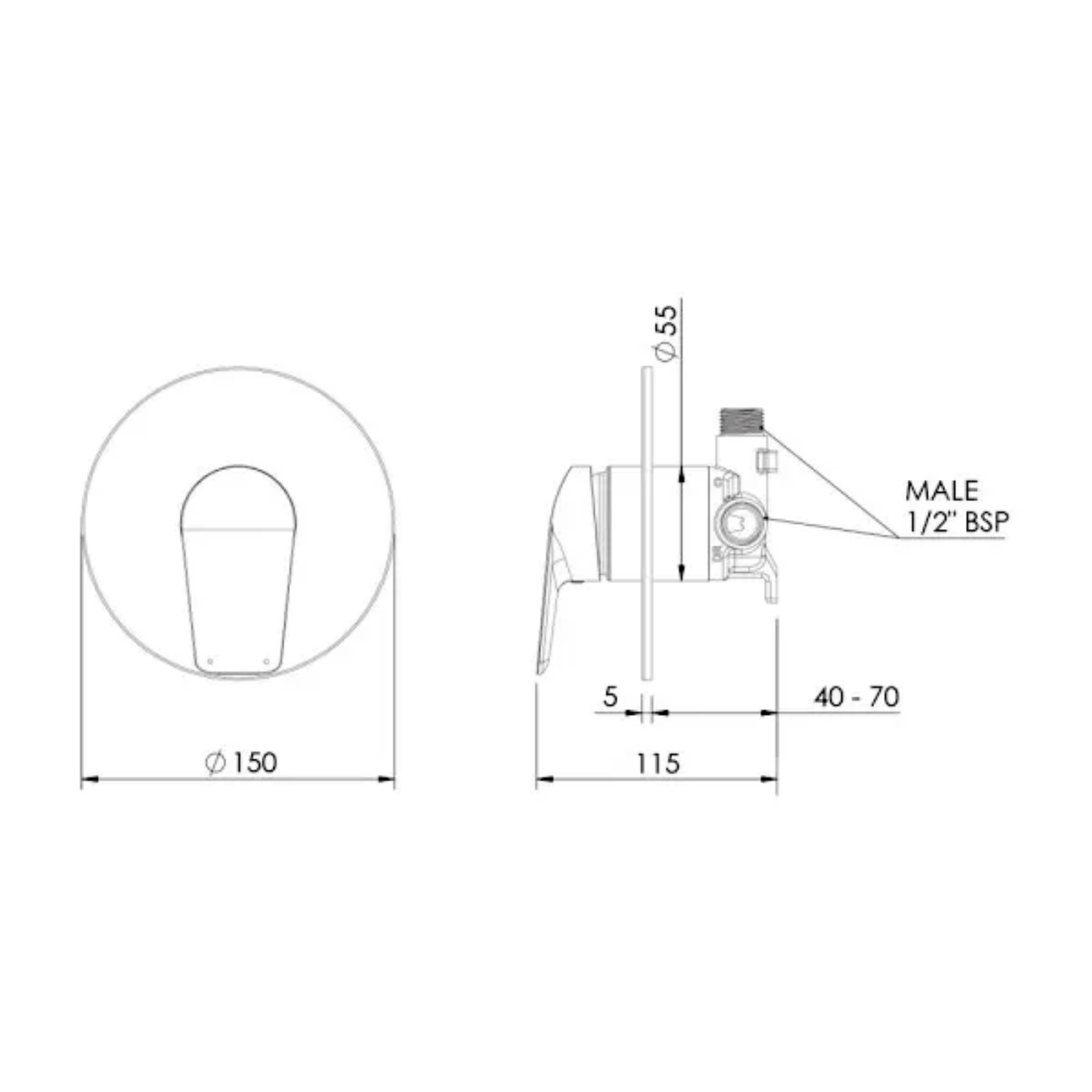 Corto Shower Mixer All Pressure - Chrome