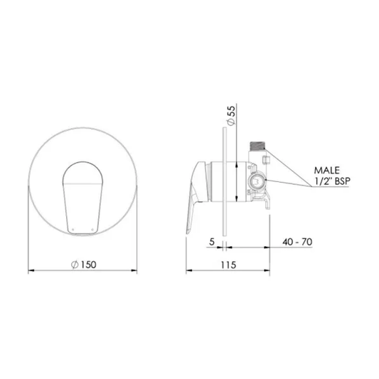 Corto Shower Mixer All Pressure - Chrome