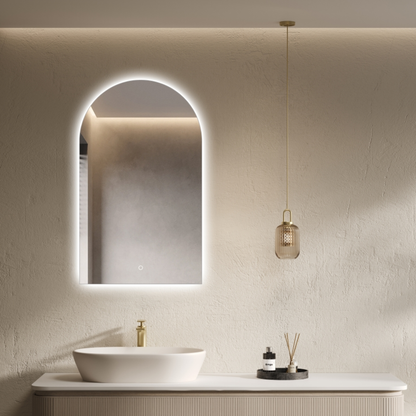 Heirloom Luminor Arch Backlit Demister Mirror | 600 x 1000mm