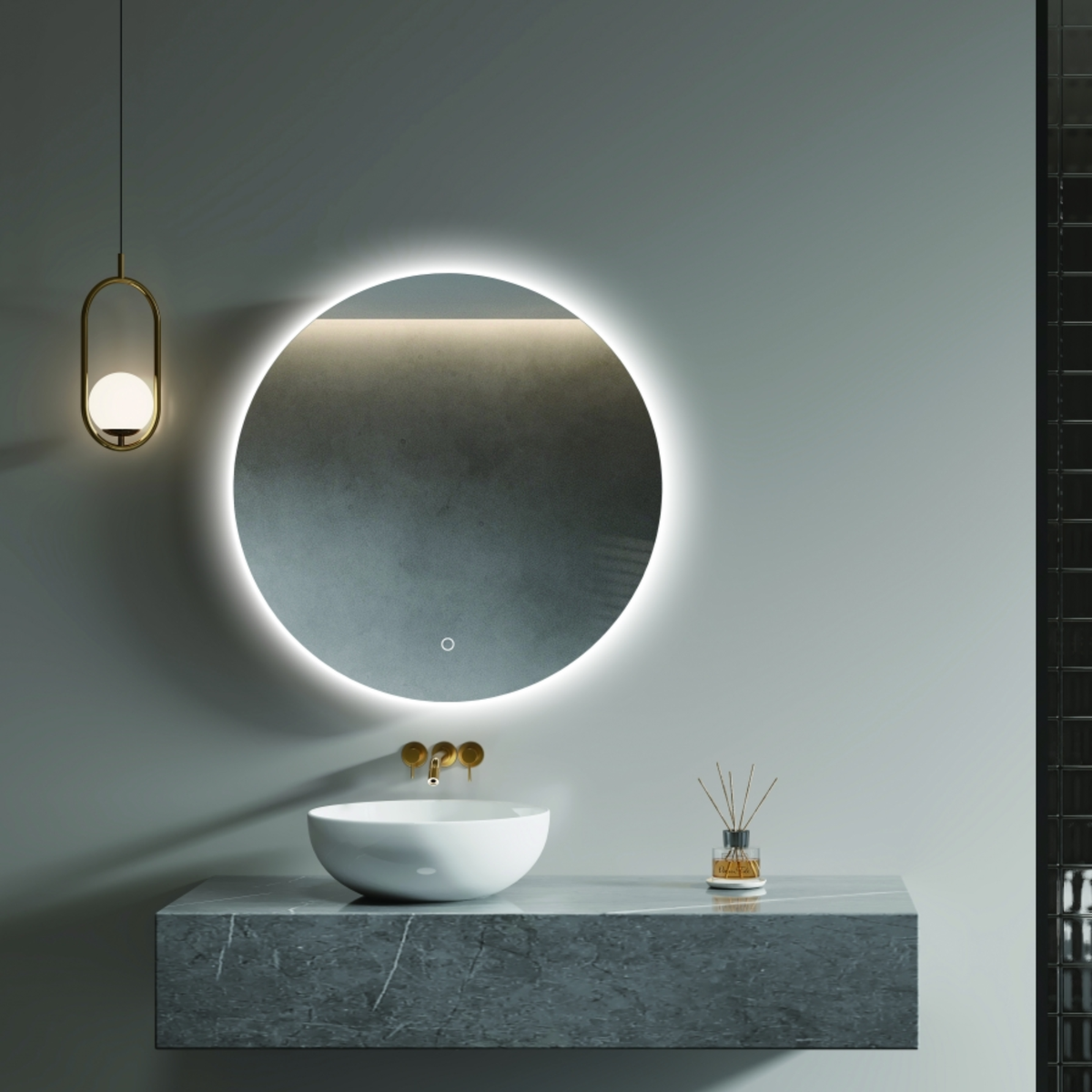 Heirloom Luminor Round Backlit Demister Mirror 600mm