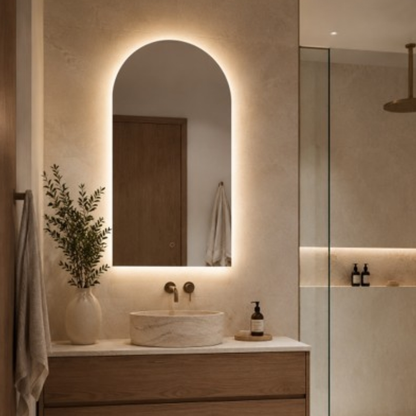 Heirloom Luminor Arch Backlit Demister Mirror | 400 x 800mm