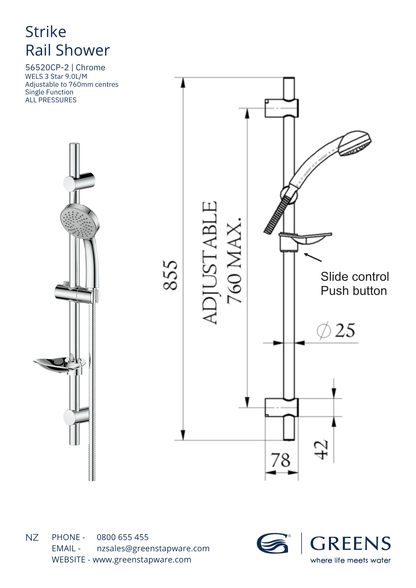 Strike Rail Shower - Chrome