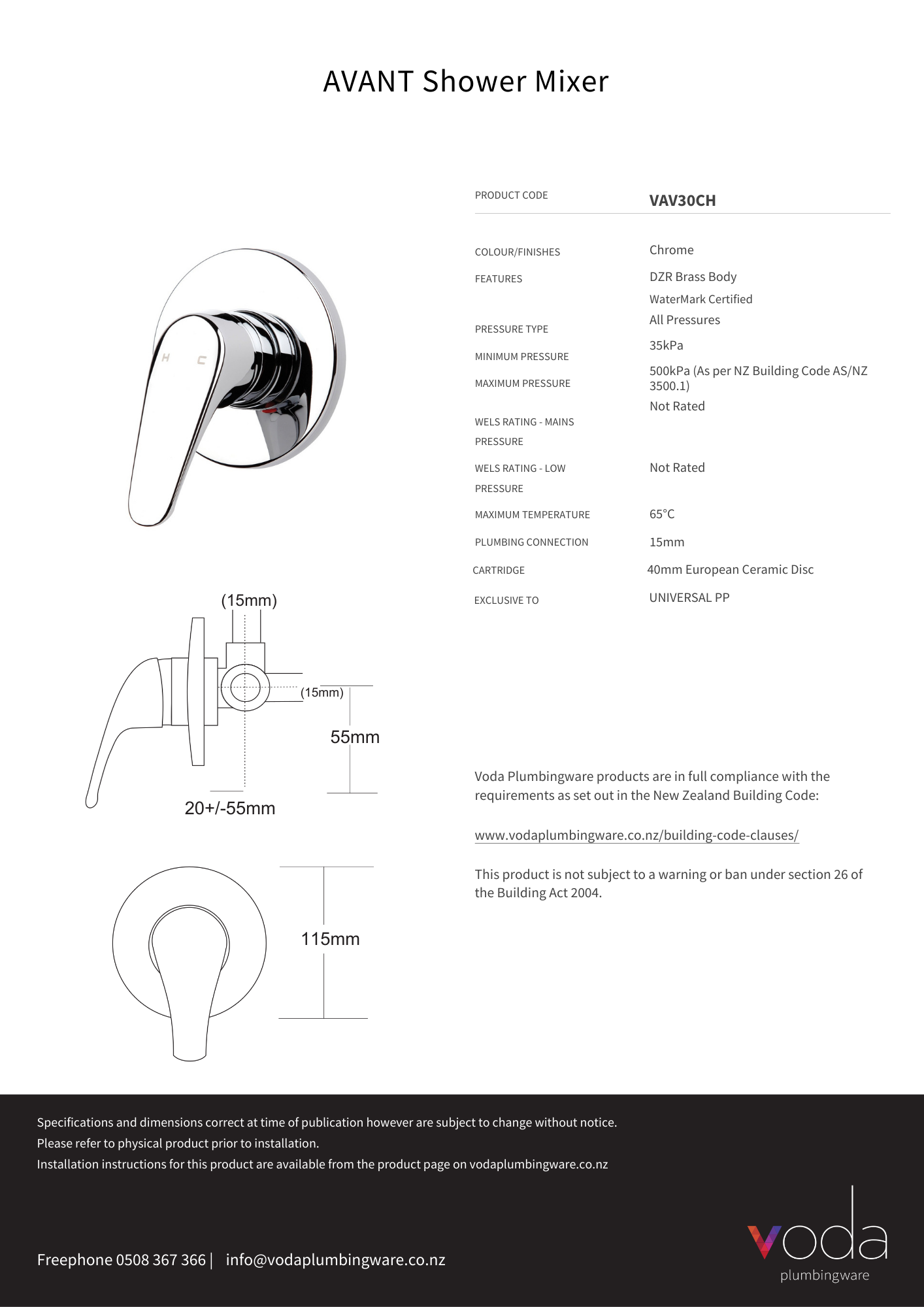 Avant  Shower Mixer - Chrome