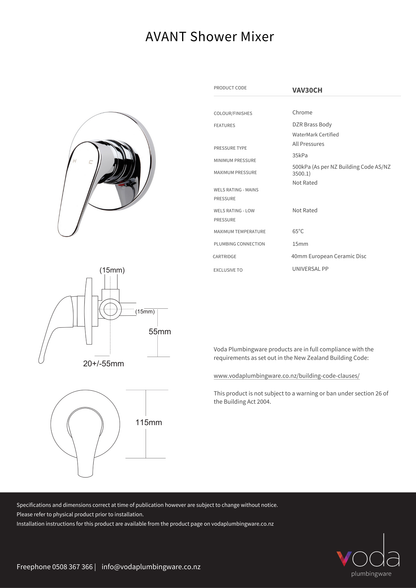 Avant  Shower Mixer - Chrome