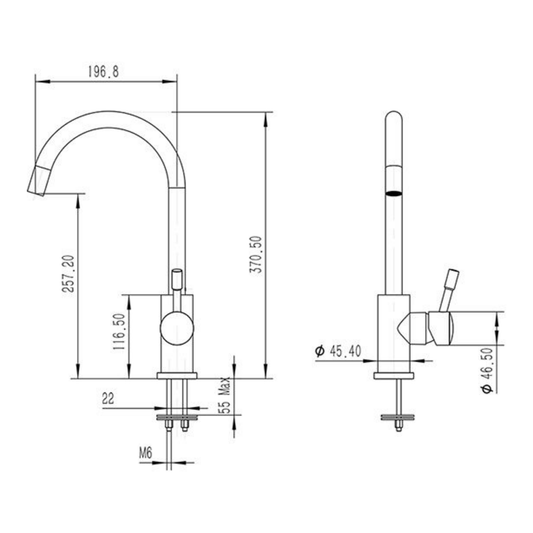 Methven Minimalist Gooseneck Sink Mixer | Stainless Steel