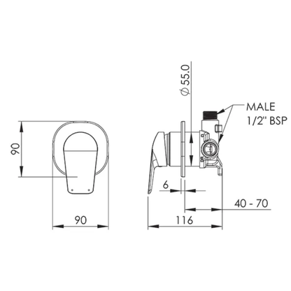 Corto Fusion Plus Shower Mixer - Chrome