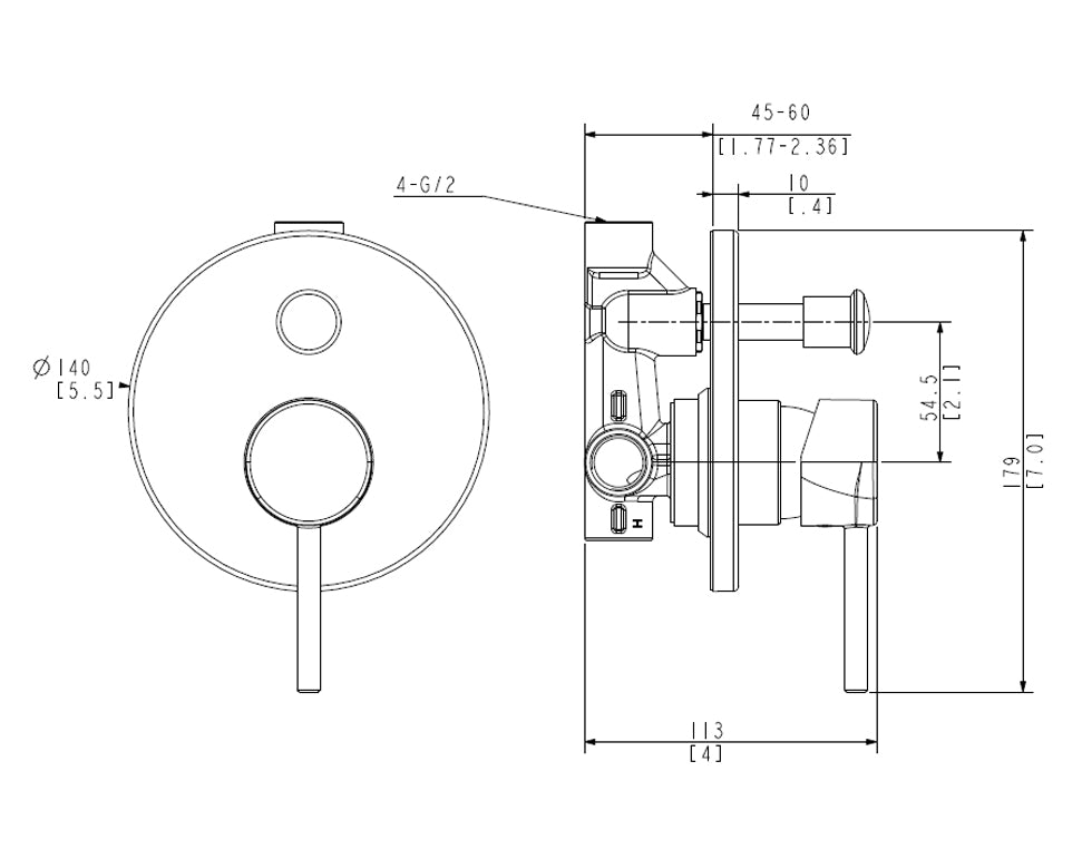 Elementi Uno Diverter Shower Mixer | Available in 5 Colours
