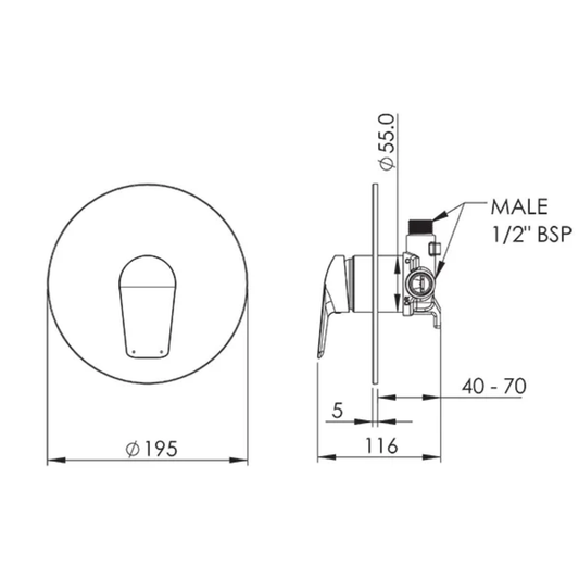 Corto Fusion Plus Shower Mixer with 195mm Faceplate - Chrome