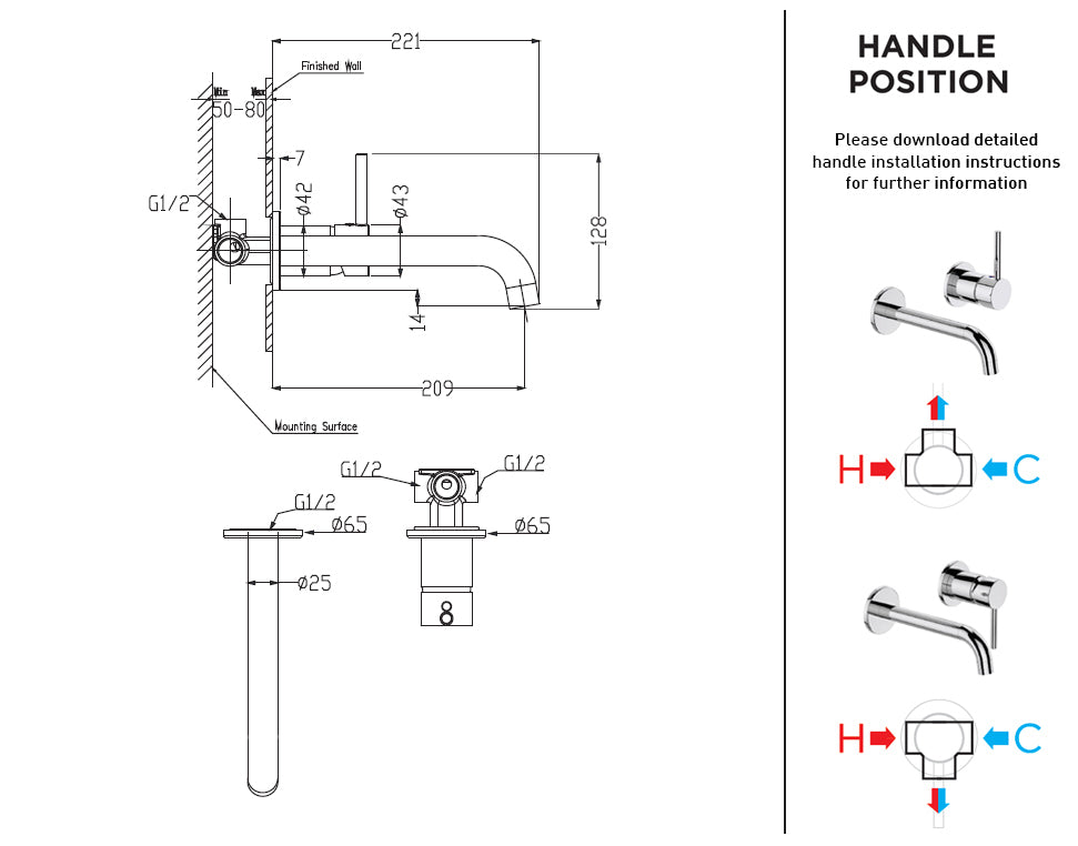 Elementi Uno Wall Mounted Bath Mixer | Available in 5 Colours