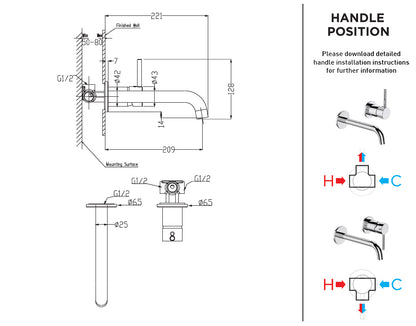 Elementi Uno Wall Mounted Bath Mixer | Available in 5 Colours