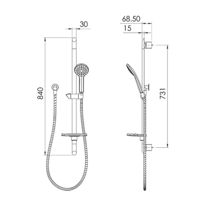 Corto Single Spray Slide Shower - Chrome