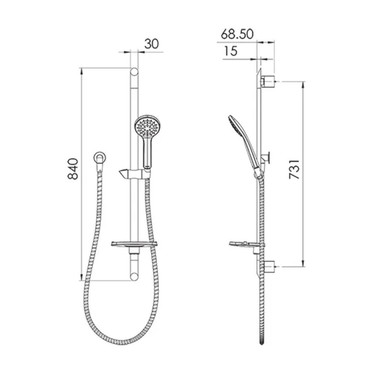 Corto Single Spray Slide Shower - Chrome