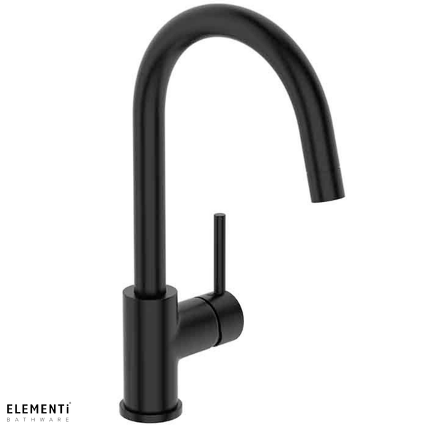 Uno Gooseneck Kitchen Mixer - Black