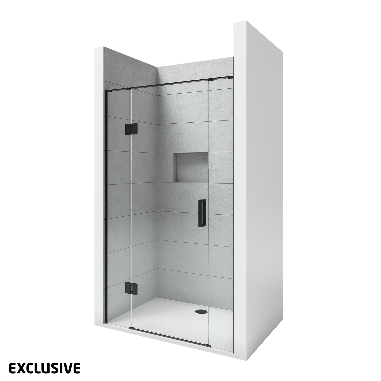 Scenic 3-Sided Hinged Tiled Shower 1200 x 900mm | Available in 2 Colours
