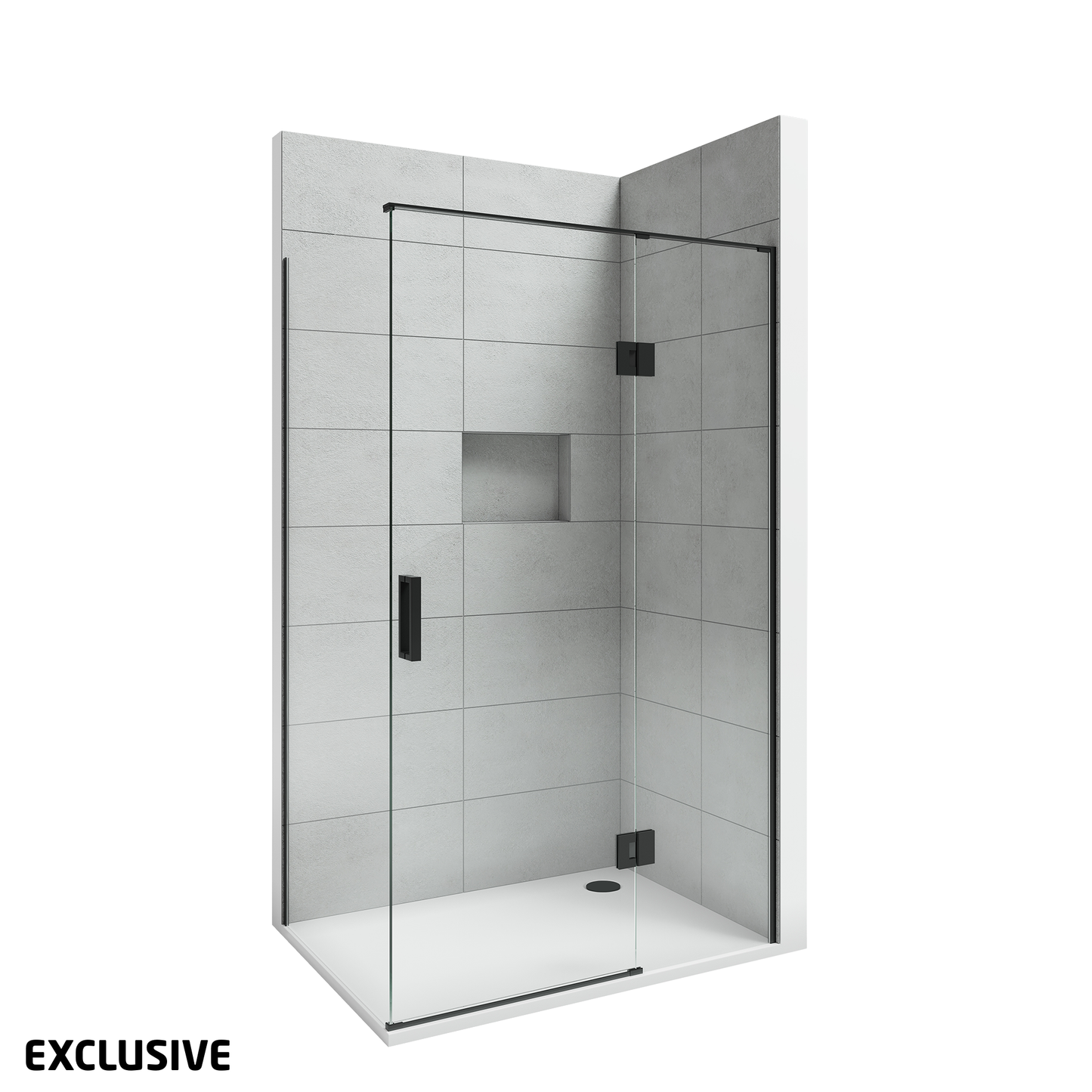 Scenic 2-Sided Hinged Tiled Shower Right Hand | 1200 x 900mm - Available in 2 Colours