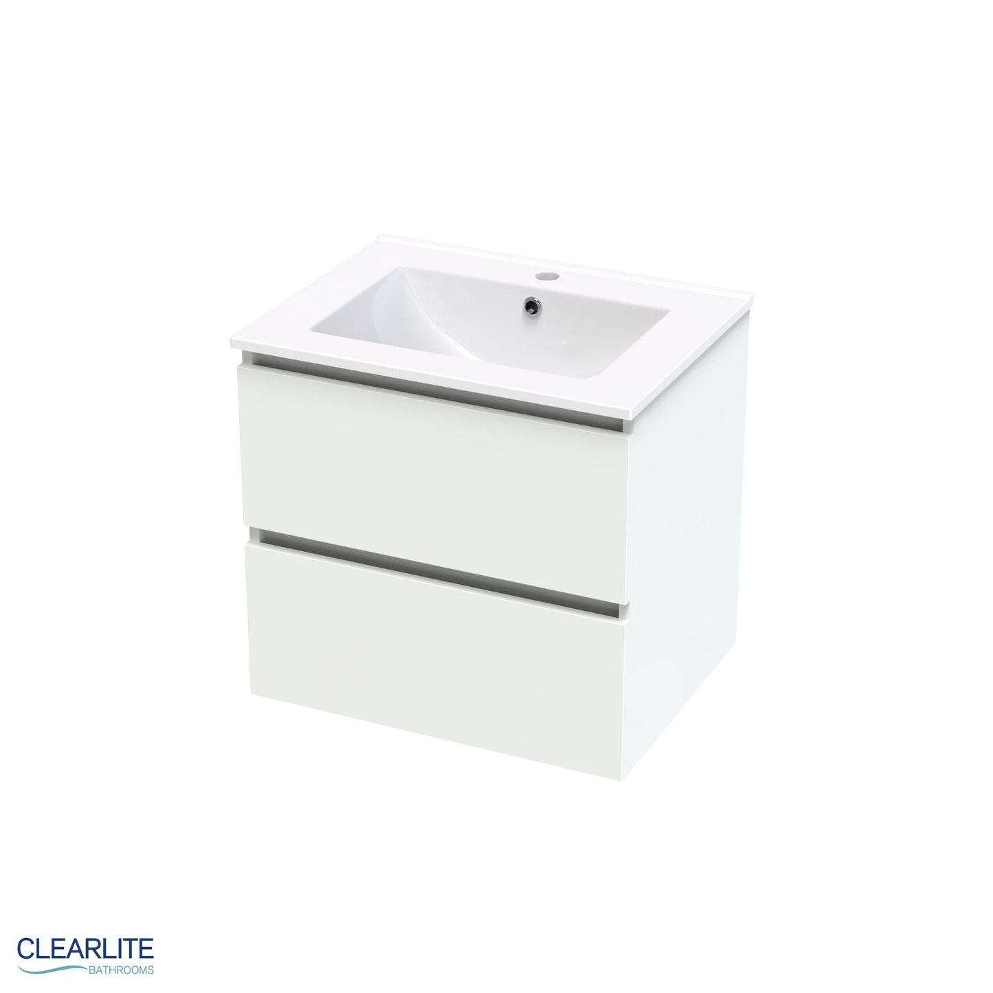 Clearlite Pacific Rise Double Drawer Wall Hung Vanity 600mm - Available in 3 Colours