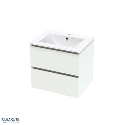 Clearlite Pacific Rise Double Drawer Wall Hung Vanity 600mm - Available in 3 Colours