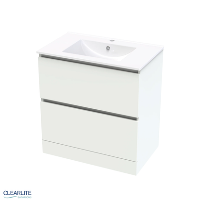 Clearlite Pacific Rise Double Drawer Floor Standing Vanity 750mm - Available in 3 Colours
