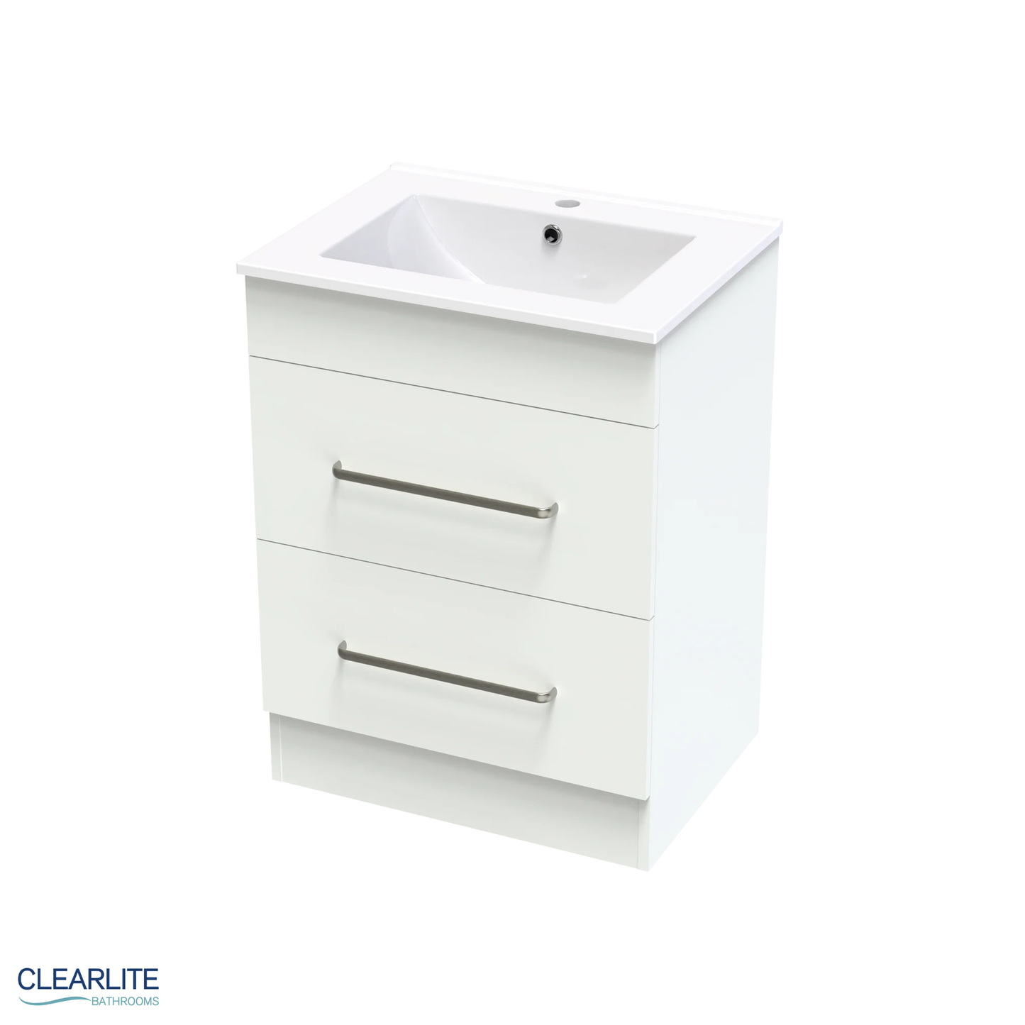 Clearlite Pacific Double Drawer Floor Standing Vanity 600mm - Available in 3 Colours