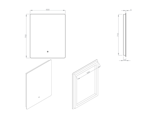 Avant Rectangle Backlit Mirror with Demister | 600 x 750mm