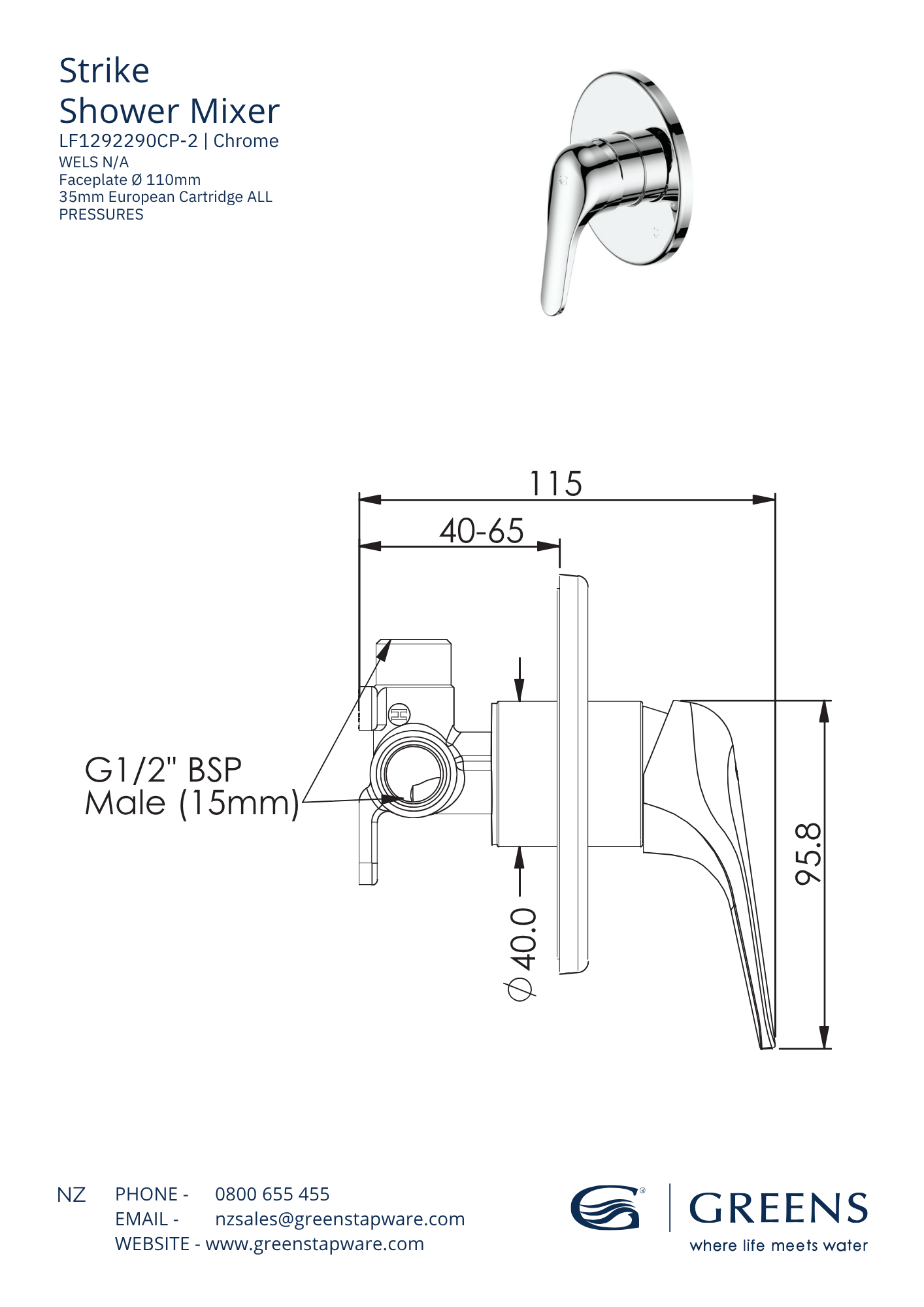 Strike Shower Mixer - Chrome