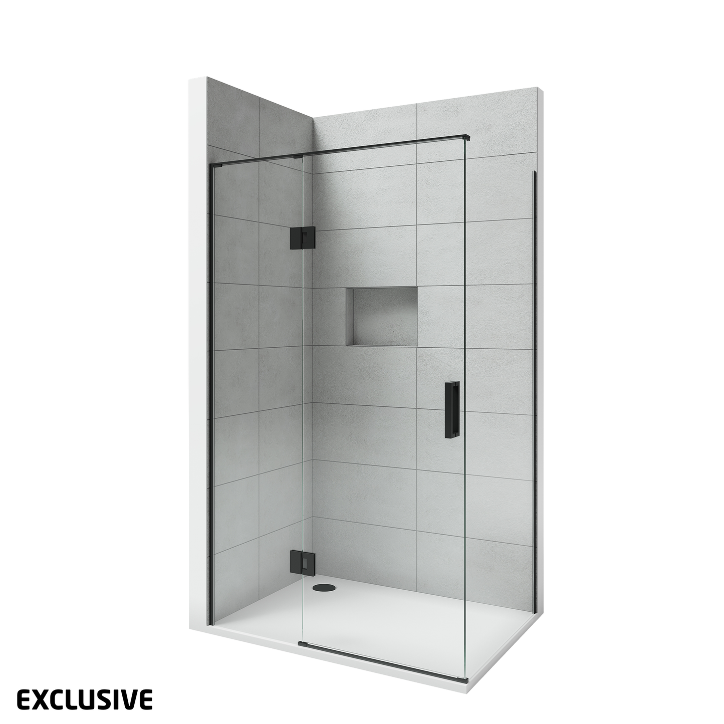 Scenic 2-Sided Hinged Tiled Shower Left Hand | 1200 x 900mm - Available in 2 Colours