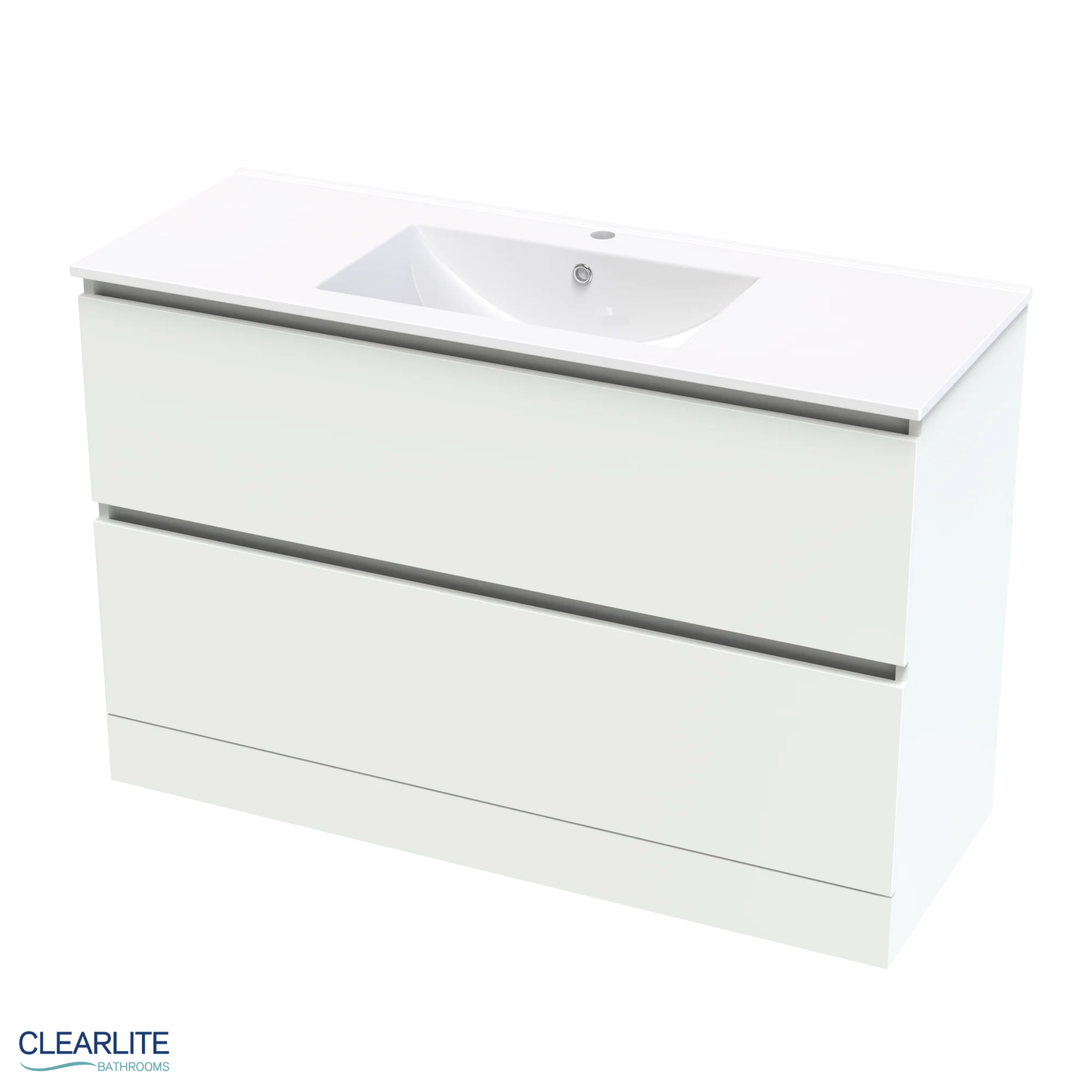 Clearlite Pacific Rise Double Drawer Floor Standing Vanity 1200mm - Available in 3 Colours