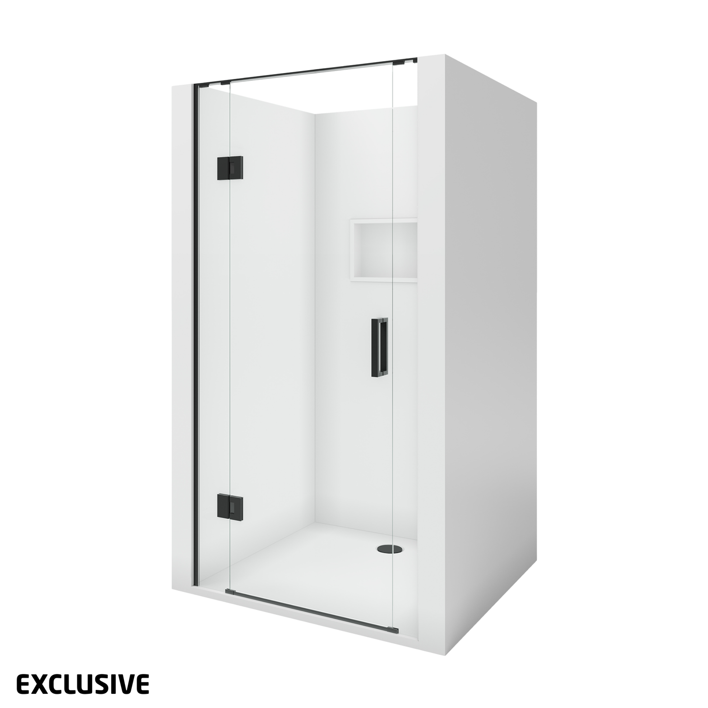 Scenic 3-Sided Hinged Shower 900 x 900mm | Available in 2 Colours