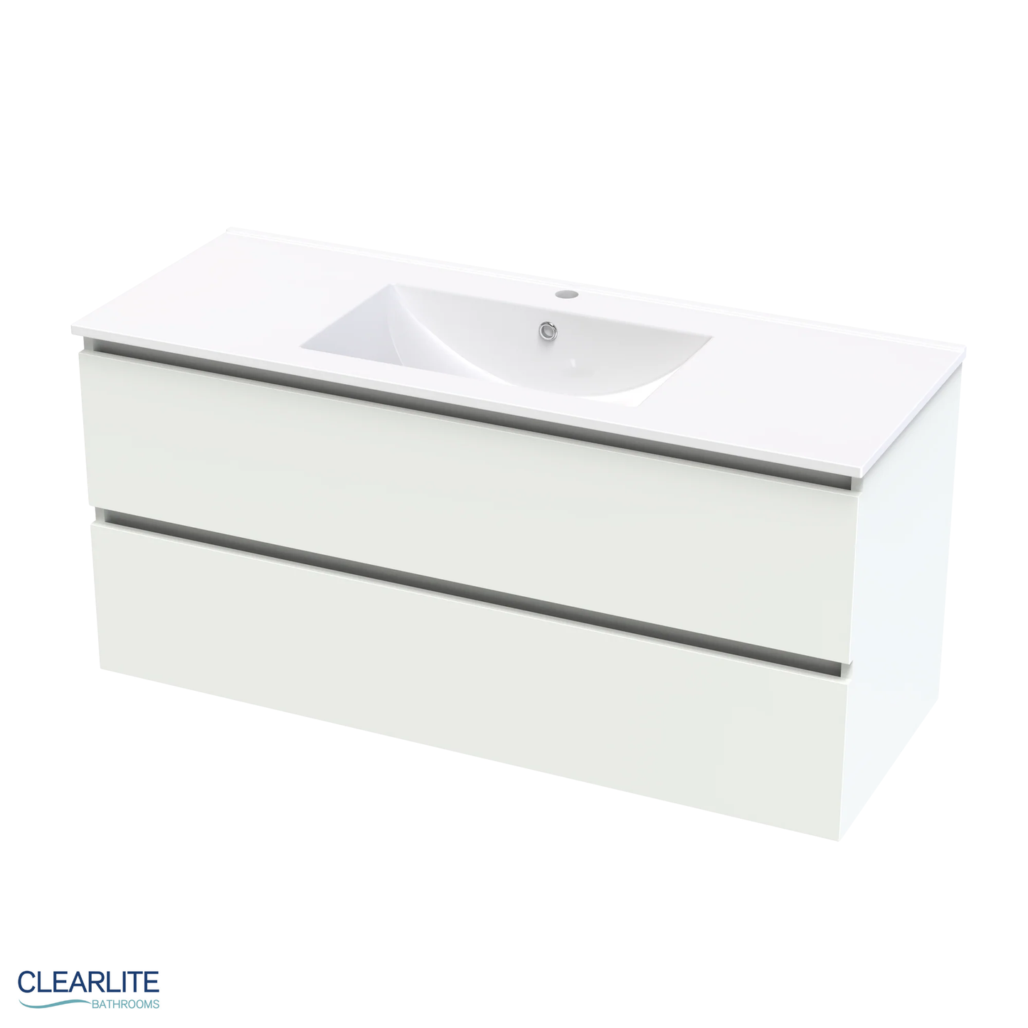 Clearlite Pacific Rise Double Drawer Wall Hung Vanity 1200mm - Available in 3 Colours