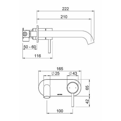 Methven Minimalist MK2 Wall Mounted Mixer with Spout - Available in 3 Colours